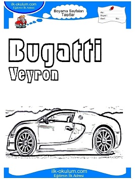 Çocuklar İçin Bugatti Boyama Sayfaları 